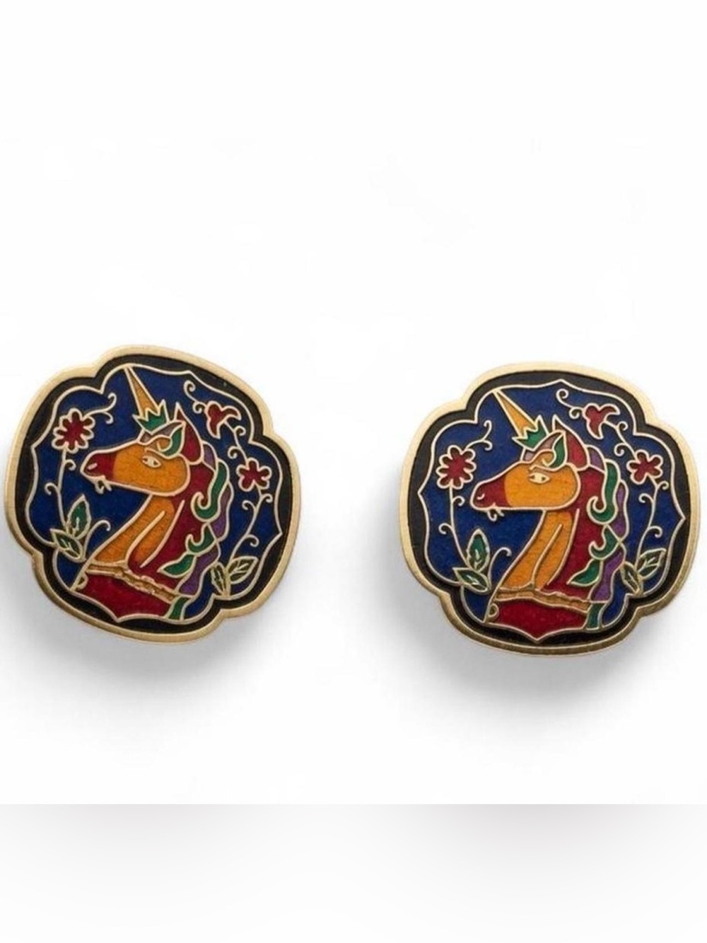 Vintage Cloisonné Pierced Earring